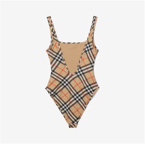 burberry badeschlappen|Check Swimsuit in Sand .